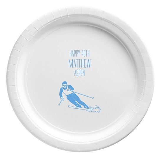 Skier  on the Slopes Paper Plates